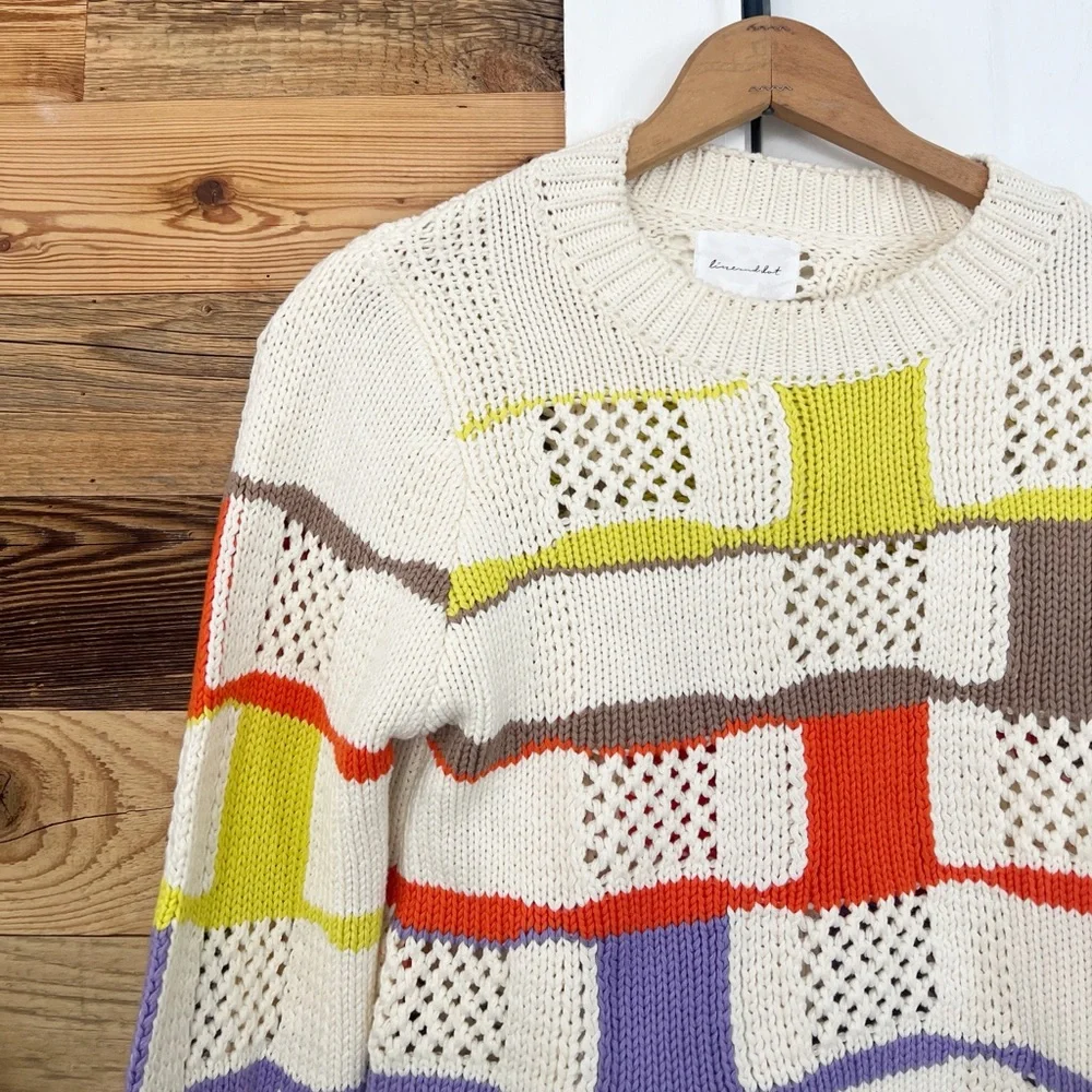 Line & Dot Adored Crochet Patchwork Open Knit Cropped Sweater Small - Picture 8 of 10